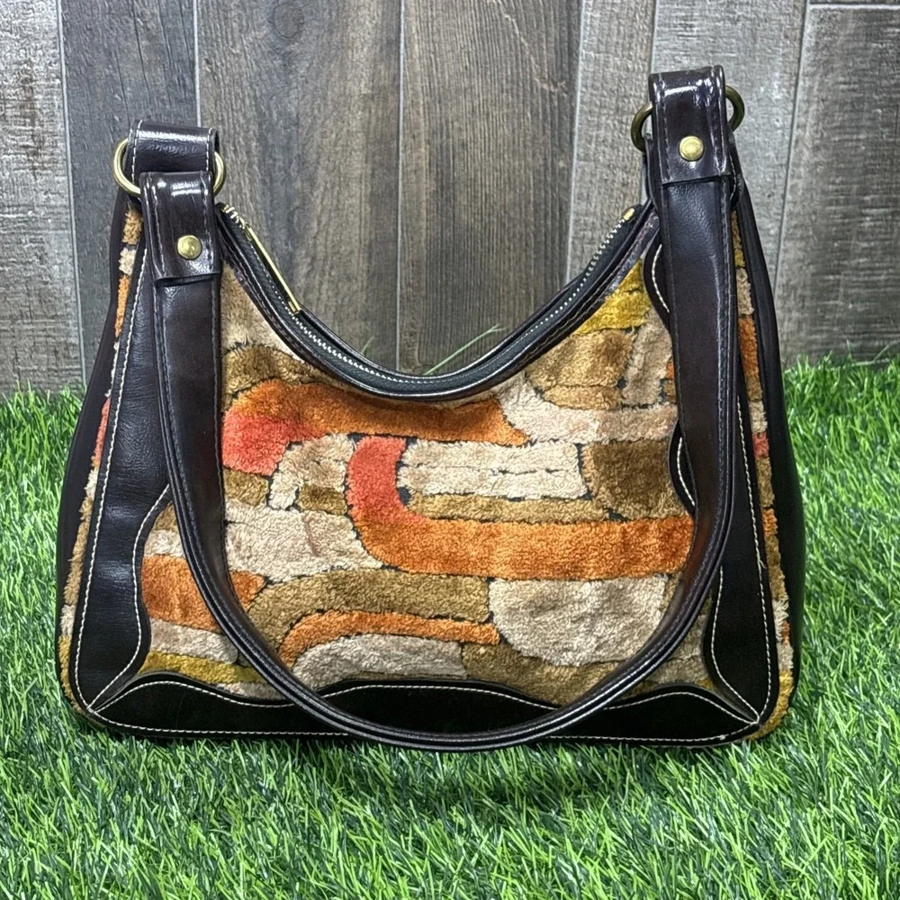 Vintage 1960s AETNA Groovy Psychedelic Carpet Bag Mod Hippie Handbag